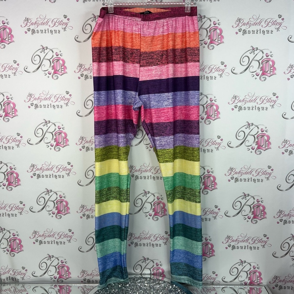 Lily by firmiana tights multicolor rainbow stripes Striped tight Leggings